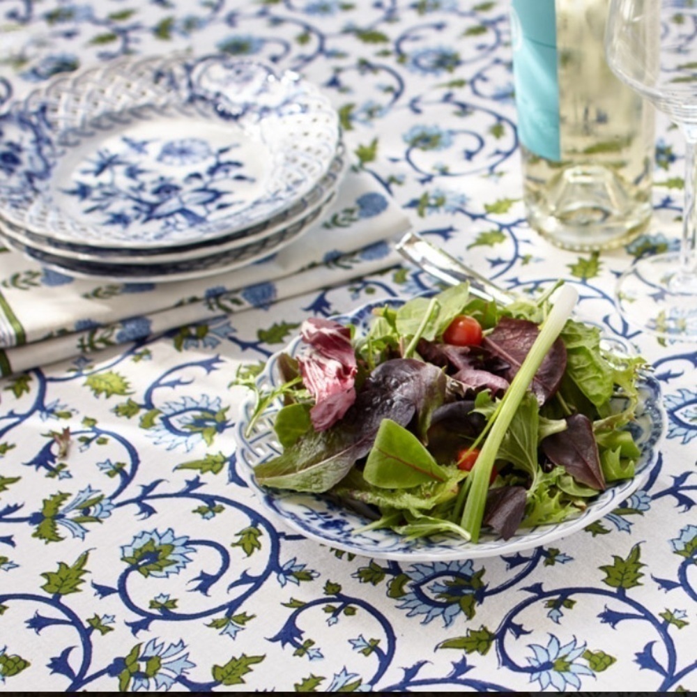 SAFFRON MARIGOLD Boho Hand Printed Tablecloth Moonlit Taj - Picture 4 of 7